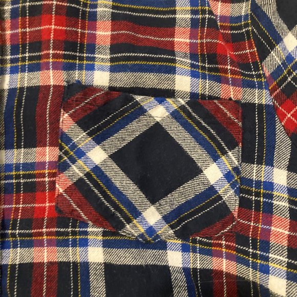 Socialite Red and Blue Plaid Flannel Button Down with Grey Hoodie - Picture 9 of 9